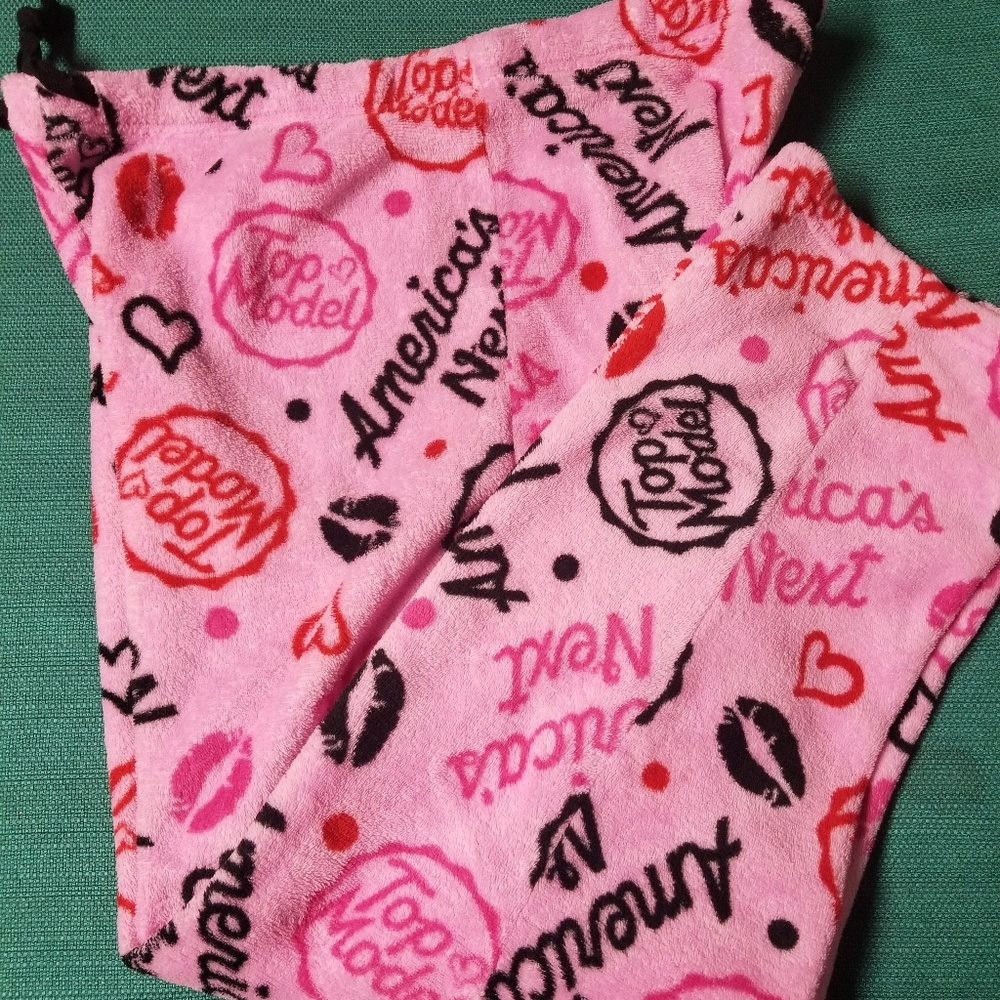 Pink fluffy pajama pants